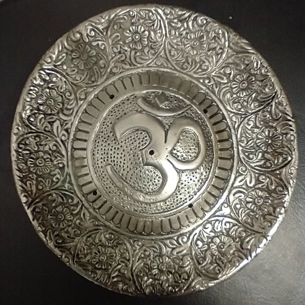 AUM HINDU POOJA AARTI OM GAYATRI THALI PLATE RARE!